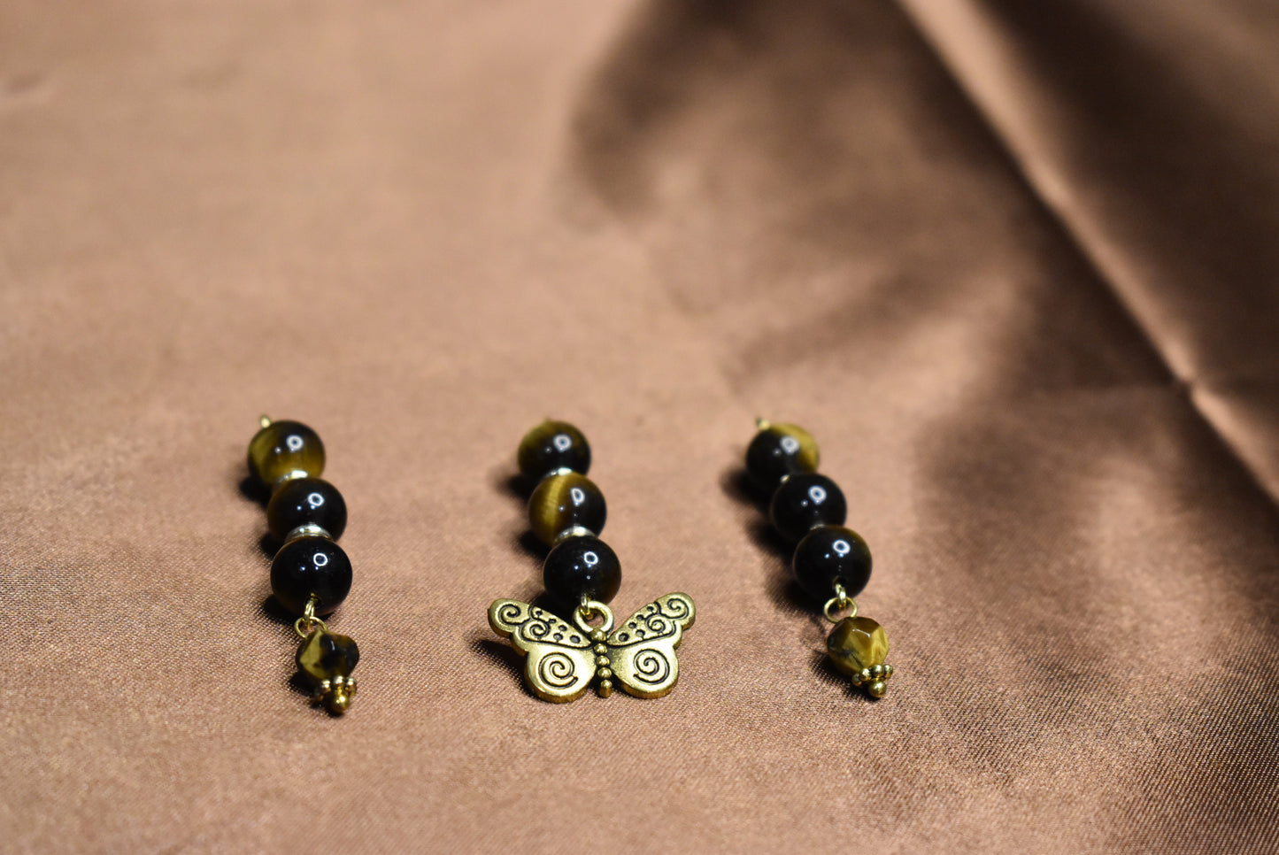 Tiger’s Eye Butterfly Loc Charm Set