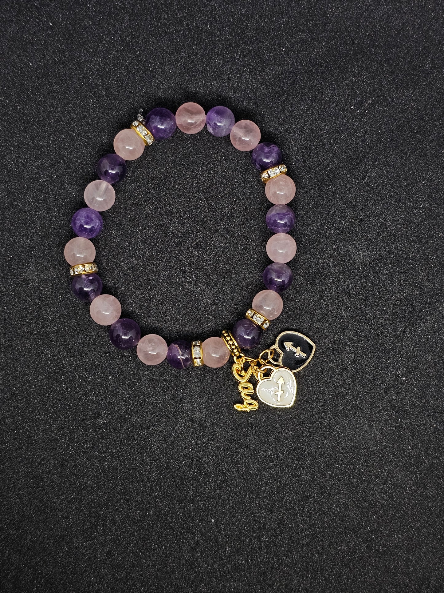 Sagittarius 'Sag' Rose Quarts and Amethyst Bracelet