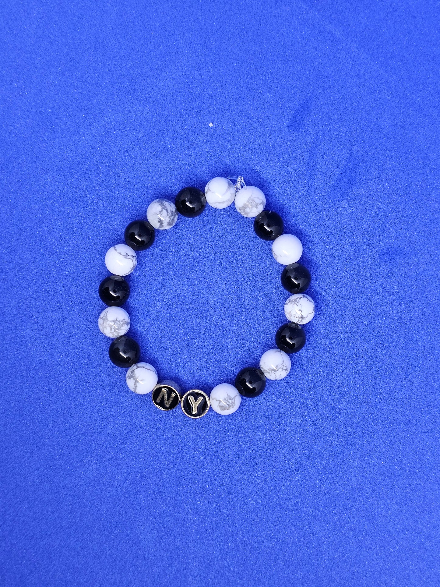 'NY' Obsidian and Howlite Bracelet