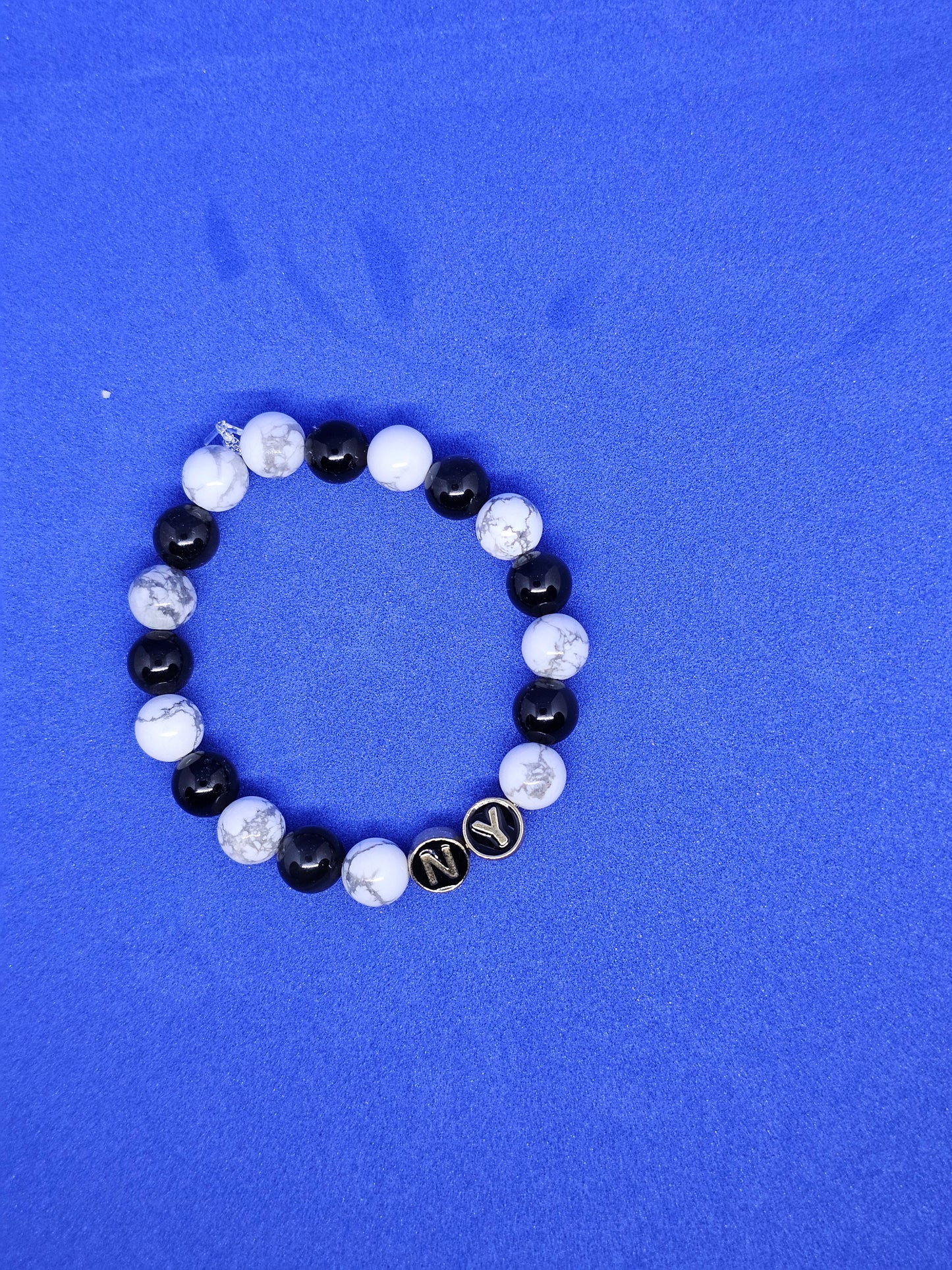 'NY' Obsidian and Howlite Bracelet