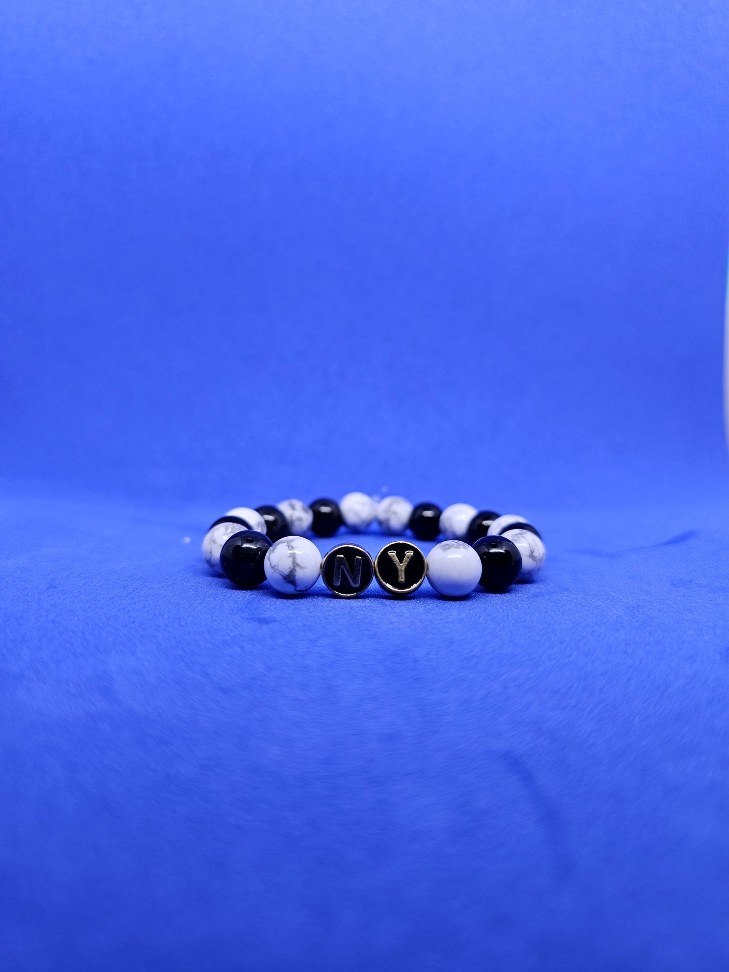 'NY' Obsidian and Howlite Bracelet