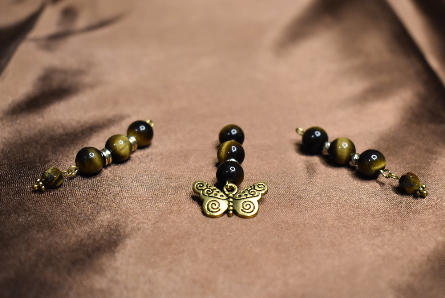 Tiger’s Eye Butterfly Loc Charm Set