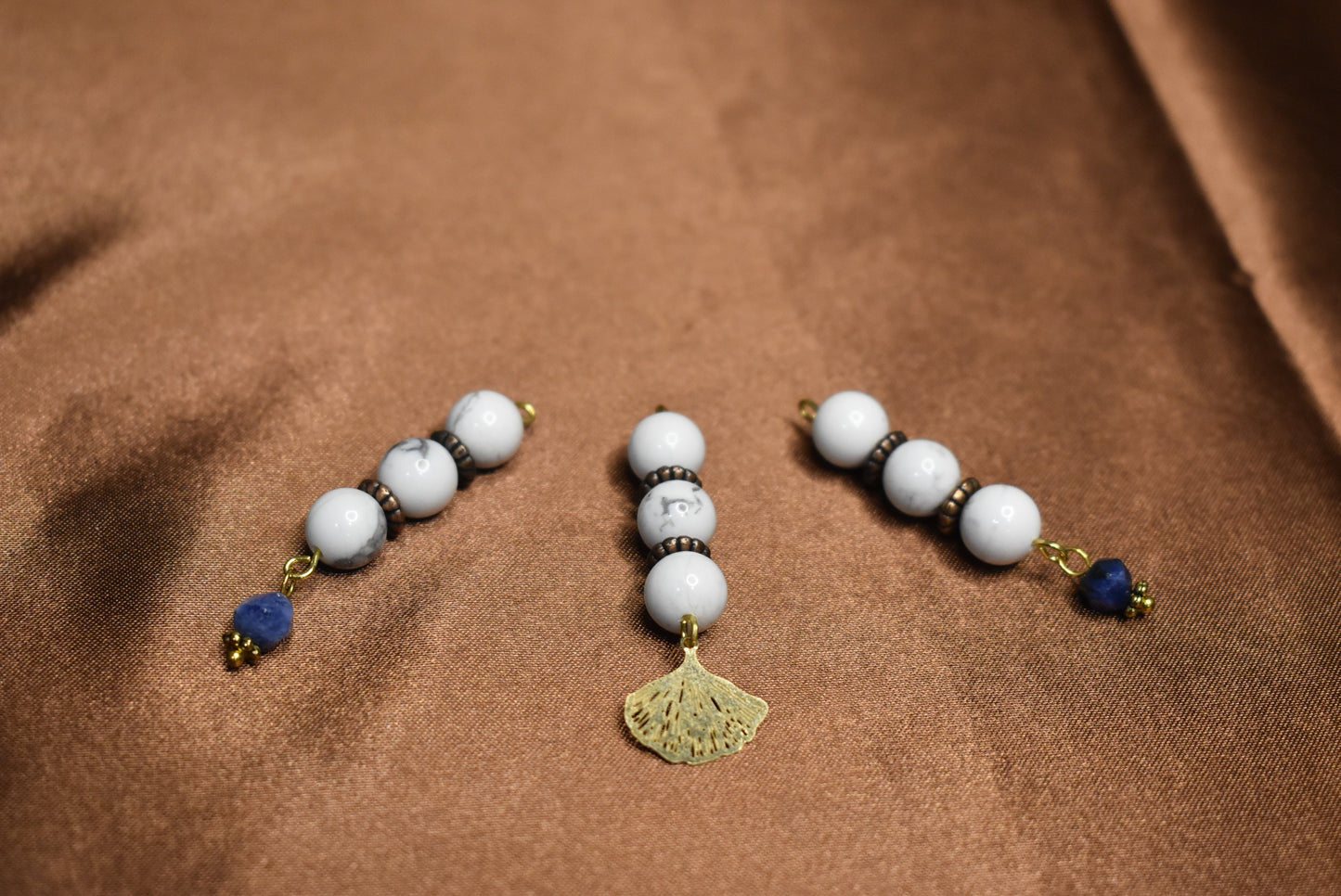 Howlite Ginkgo Leaf Loc Charm