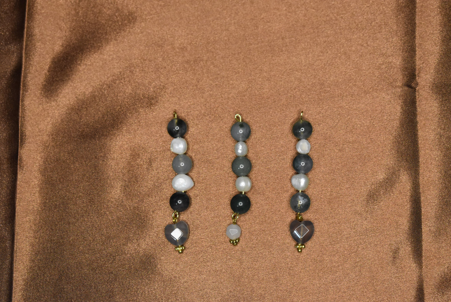 Moss Agate and Pearl Loc Charms