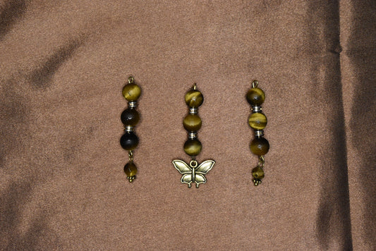 Tiger’s Eye Butterfly Loc Charm Set