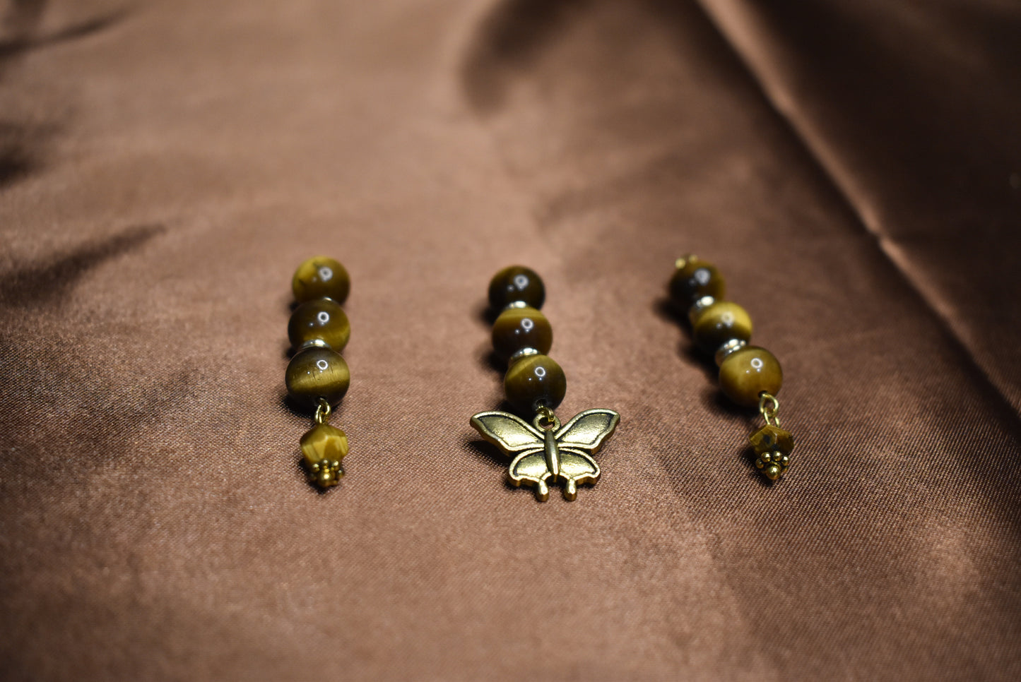 Tiger’s Eye Butterfly Loc Charm Set