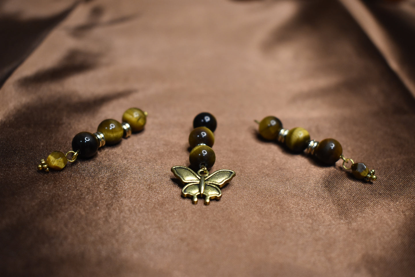 Tiger’s Eye Butterfly Loc Charm Set