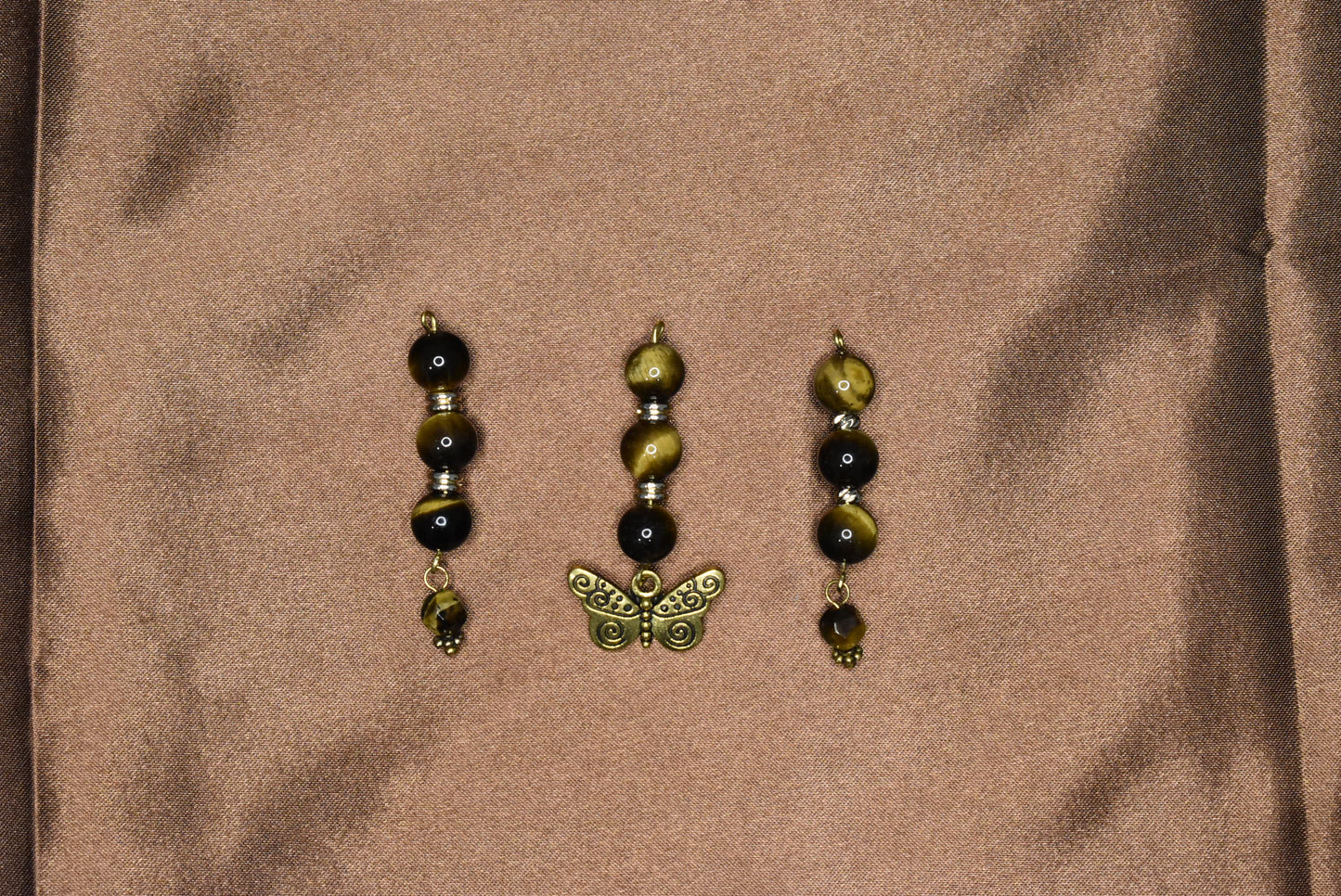 Tiger’s Eye Butterfly Loc Charm Set
