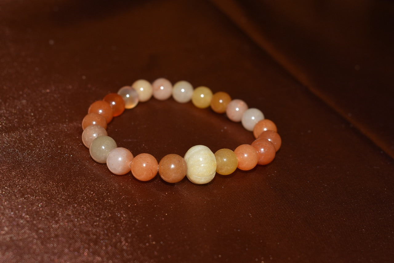 Red Aventurine and Topaz Pumpkin Bracelet