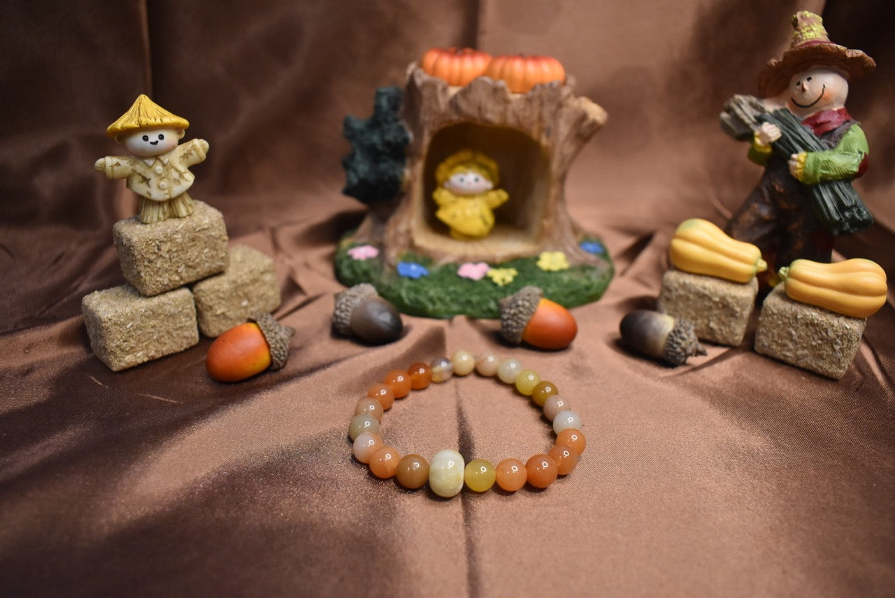 Red Aventurine and Topaz Pumpkin Bracelet