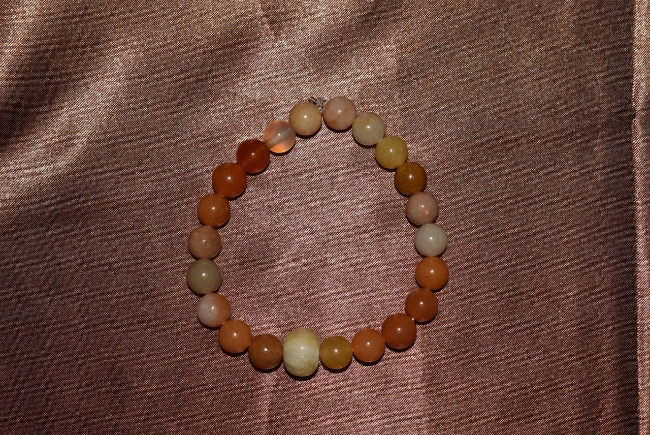 Red Aventurine and Topaz Pumpkin Bracelet